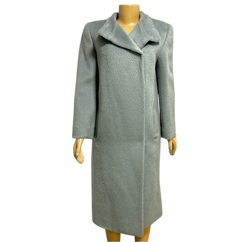mila schön Women's Light‎ Blue Alpaca Wool Blend Coat Made in Italy Size 10/42